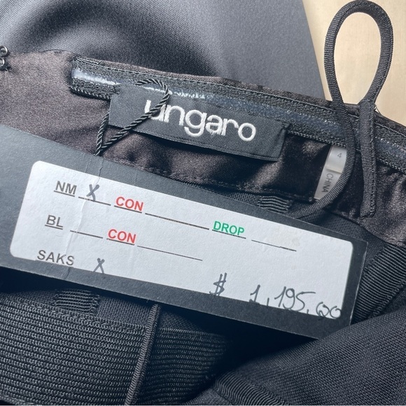 Ungaro- Black Side-Slit Sequin Flower-Embellished Gown Size 4 Evening Gown - Picture 14 of 15